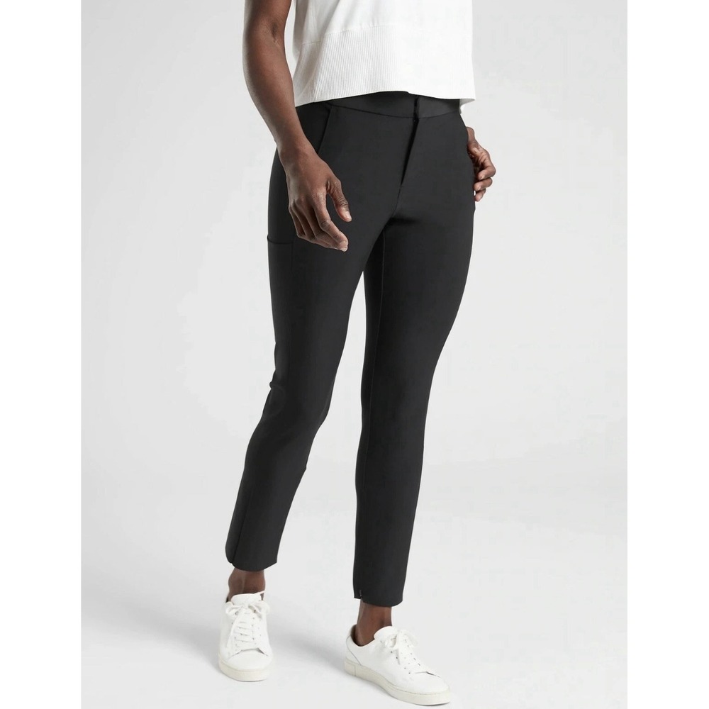 Athleta Stellar Trouser Black Ankle Zip Pant  Tapered Size 2 Office Athleisure